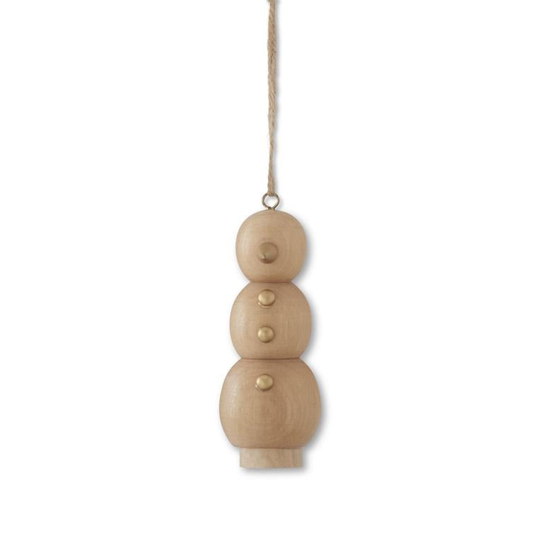 5 Inch Wood Snowman Ornament w/Gold Nose