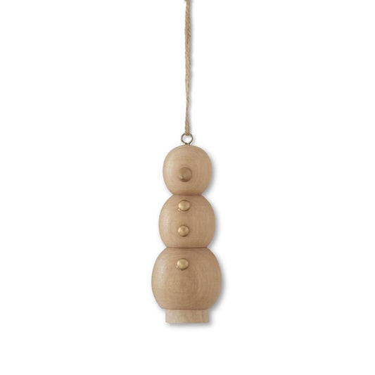 5 Inch Wood Snowman Ornament w/Gold Nose