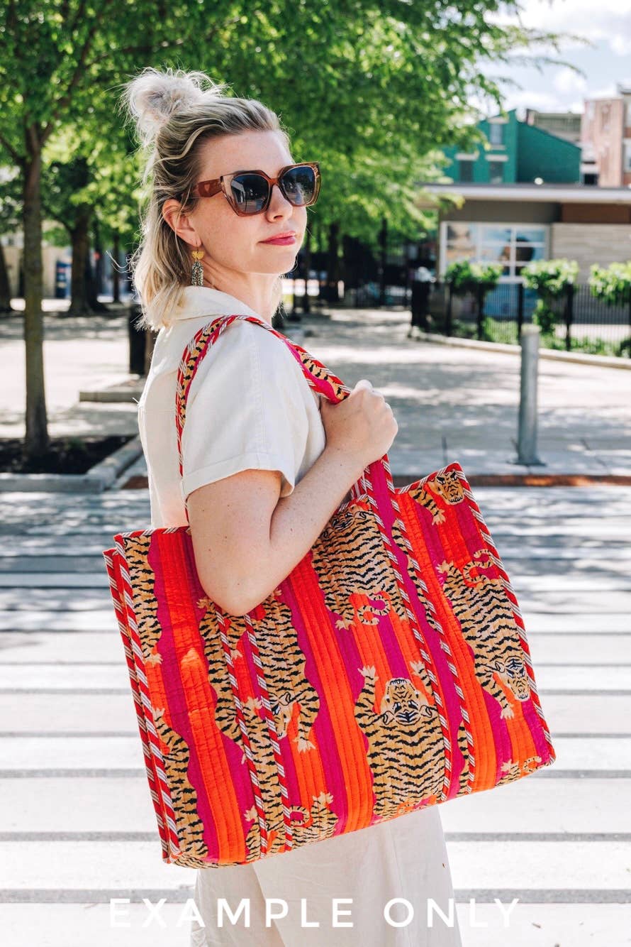 Cotton Quilted Tote Bag | Large Shopping Tote Bags | Floral