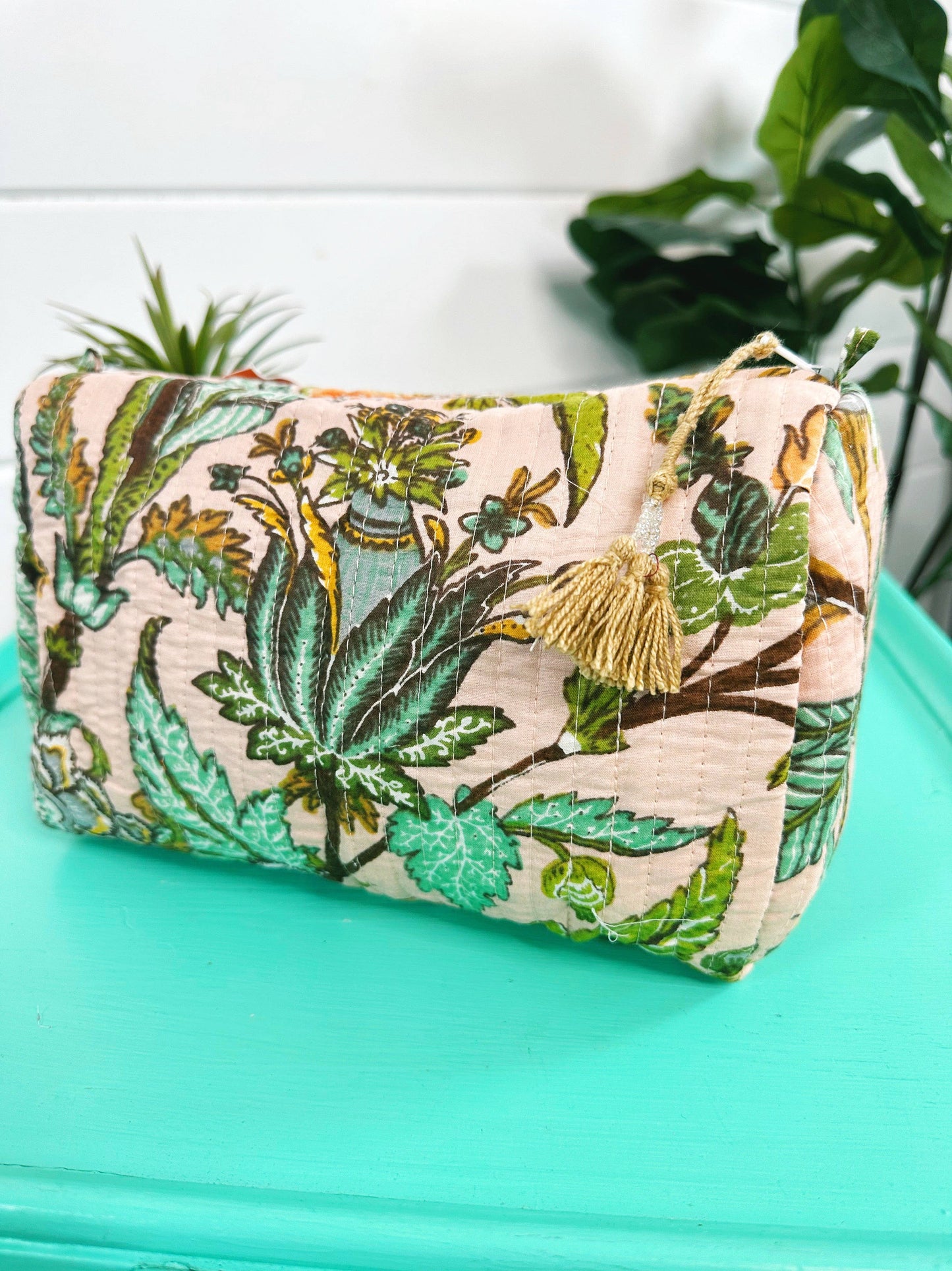 Quilted Cosmetic Bag Botanical
