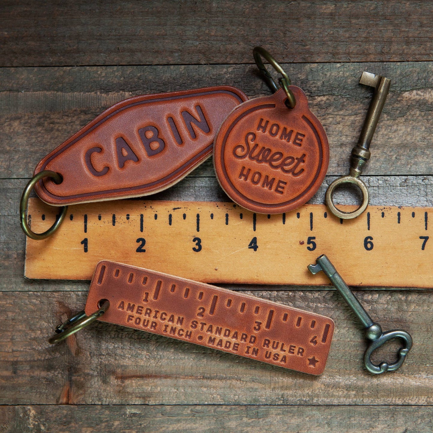 North Carolina Leather Keychain Motel Style