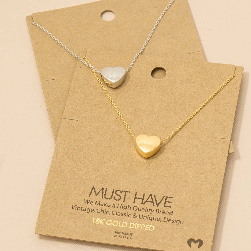 Brushed Heart Pendant Necklace