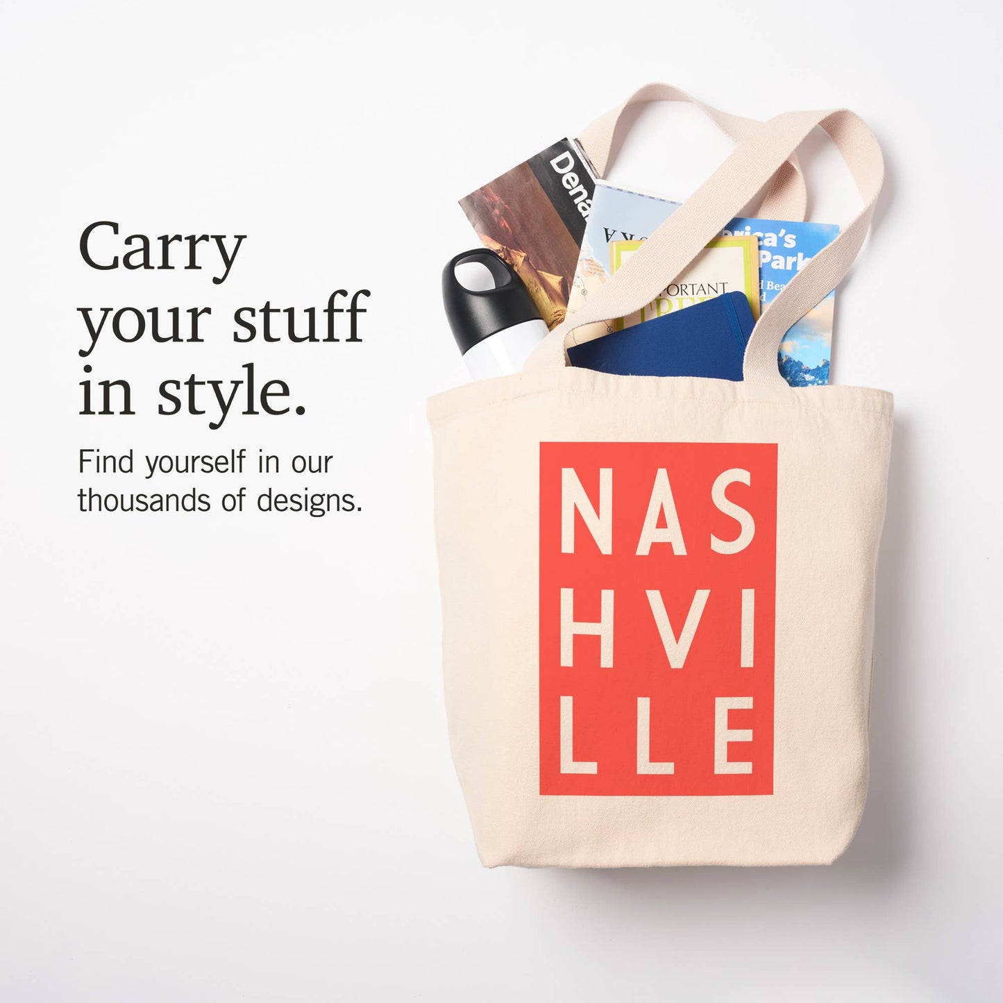 ORGANIC TOTE BAG Nashville, Tennessee, Nashville Pink