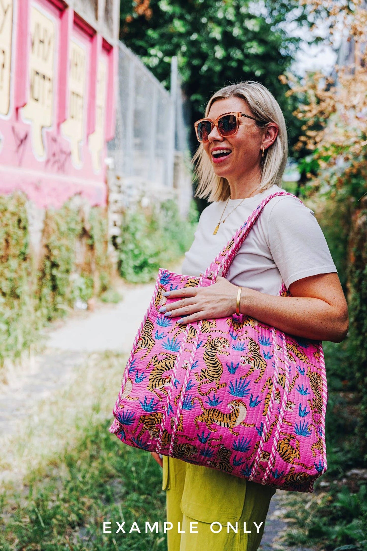 Quilted Tote Bag | Pink Seashells Bag | Large Shopping Tote