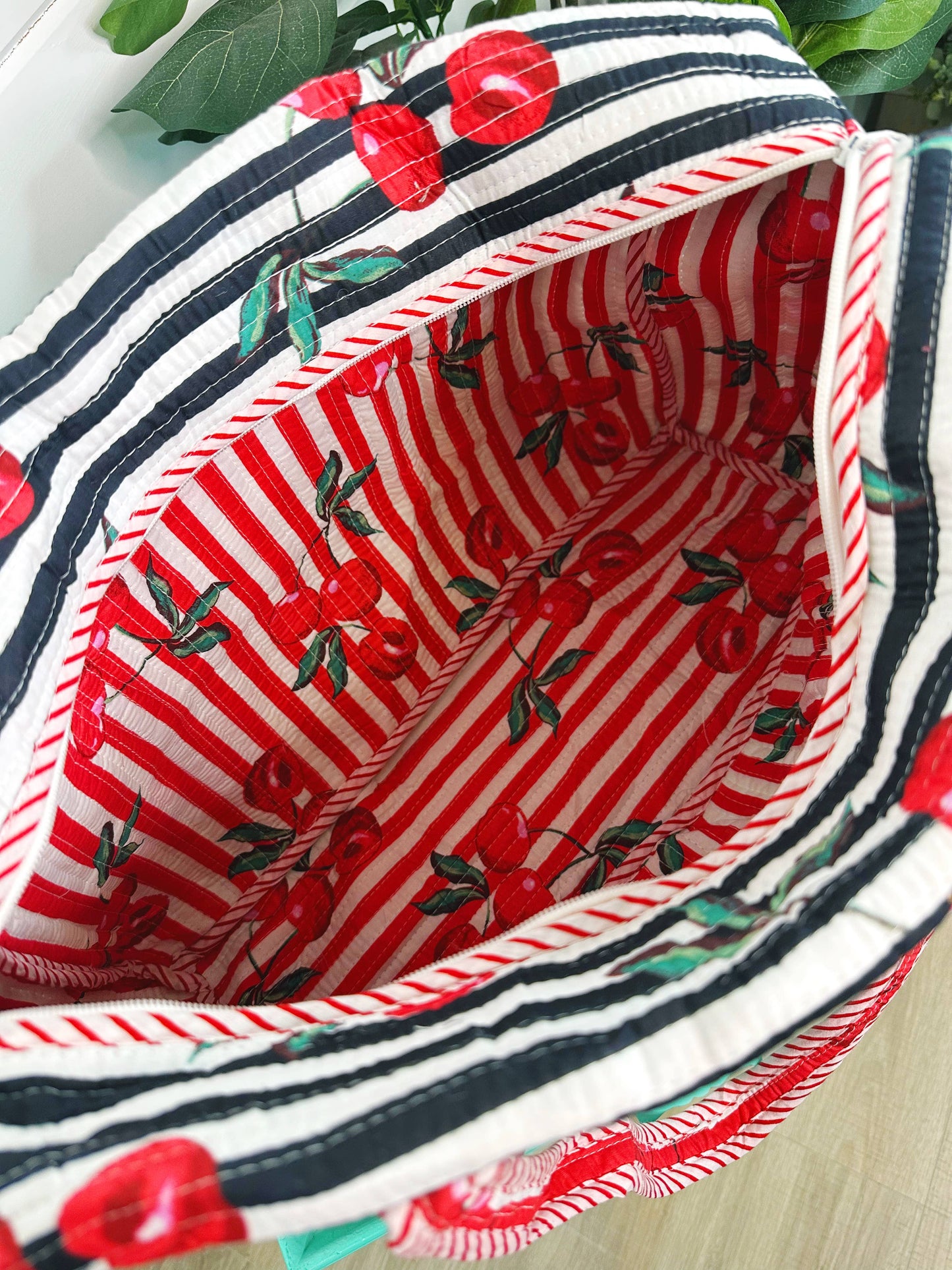 Quilted Duffle Bag | Weekender Travel Bags | Cherry Print