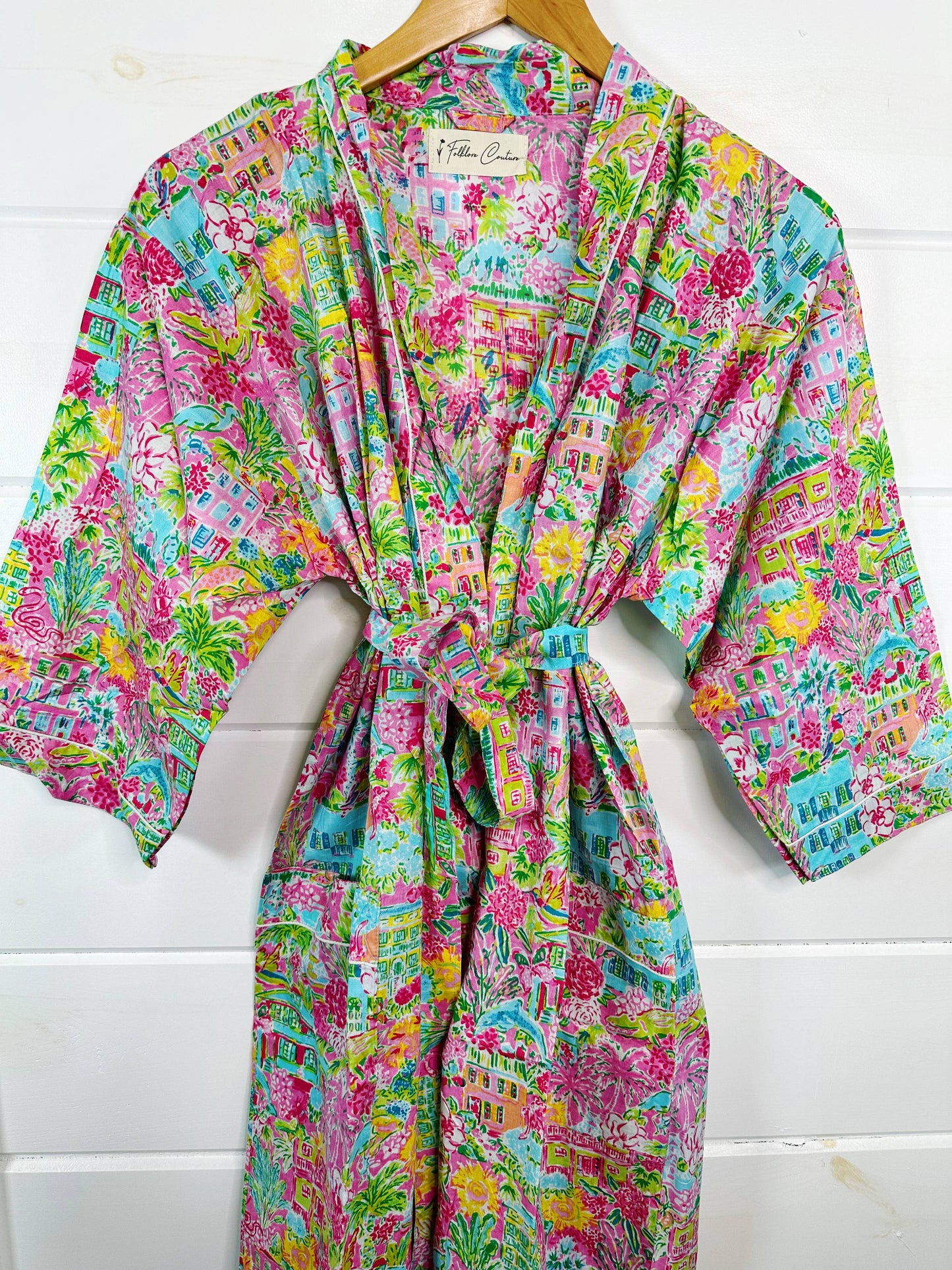 Women's Cotton Robe | Tropical Town Kimono Cover-Up Duster
