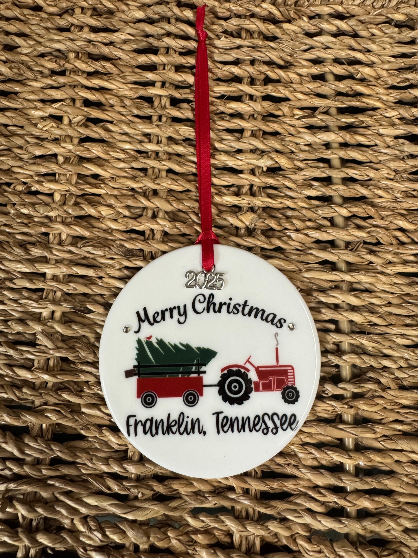 Merry Christmas Franklin Tractor Ornament