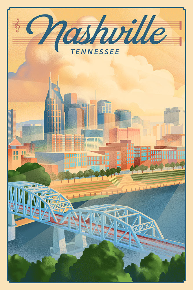 Nashville, Tennessee Lithograph City Series Magnet