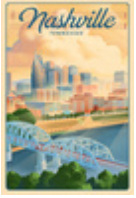 Nashville, Tennessee Lithograph City Series Wood Postcard