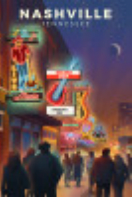 Nashville, Tennessee Broadway Street Wood Postcard