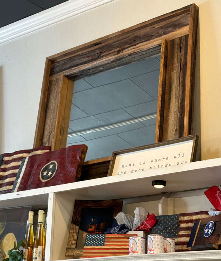 Large Square Wood Mirror