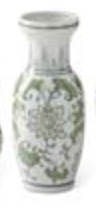 Green & White Ceramic Chinoiserie Bud Vases