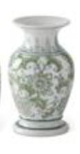 Green & White Ceramic Chinoiserie Bud Vases