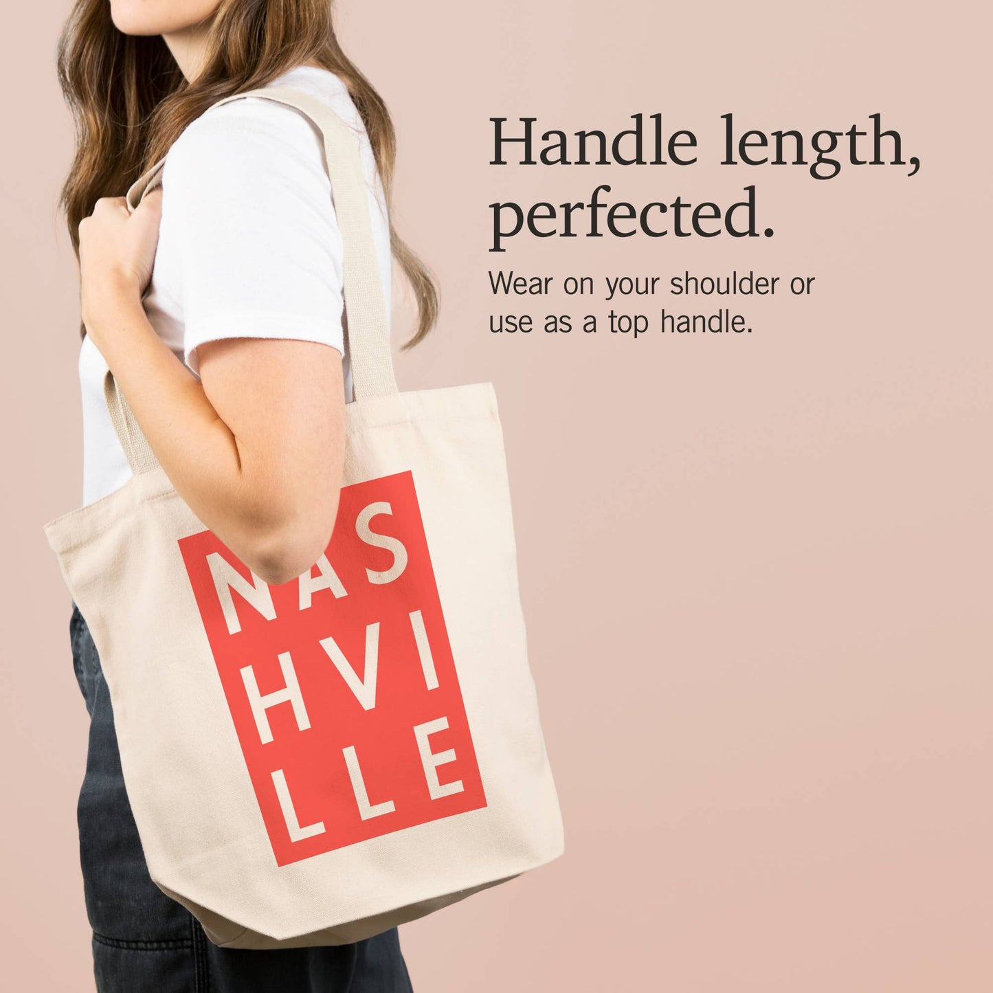 ORGANIC TOTE BAG Nashville, Tennessee, Nashville Pink