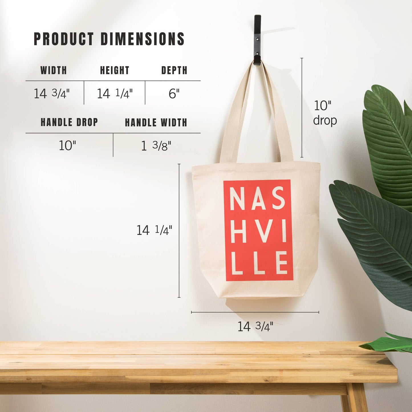 ORGANIC TOTE BAG Nashville, Tennessee, Nashville Pink