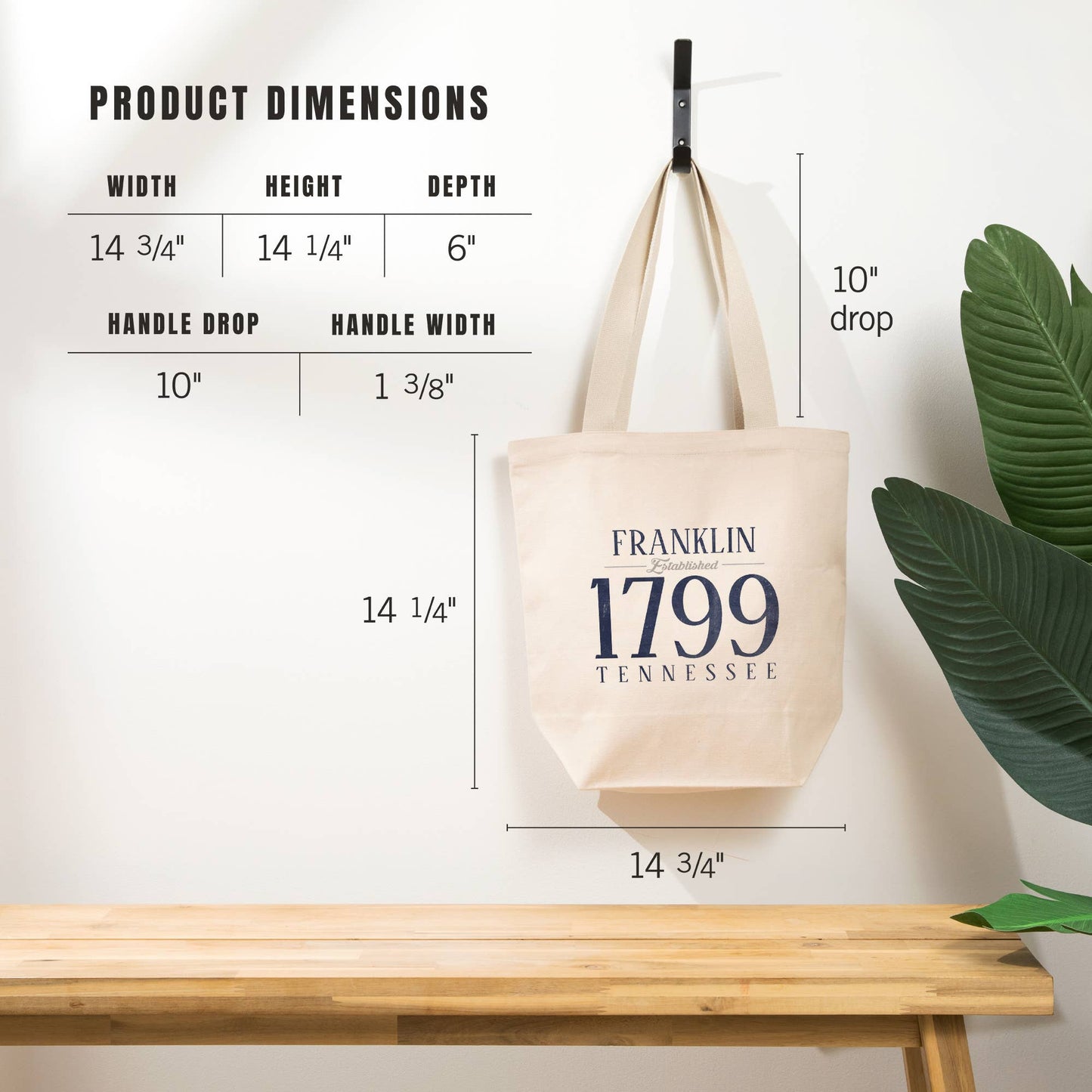 ORGANIC TOTE BAG Franklin, Tennessee, Established Date