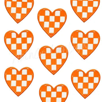 Orange Checkered Heart Hat Patch