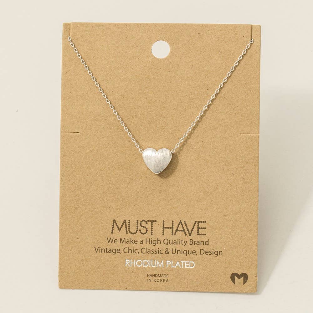 Brushed Heart Pendant Necklace