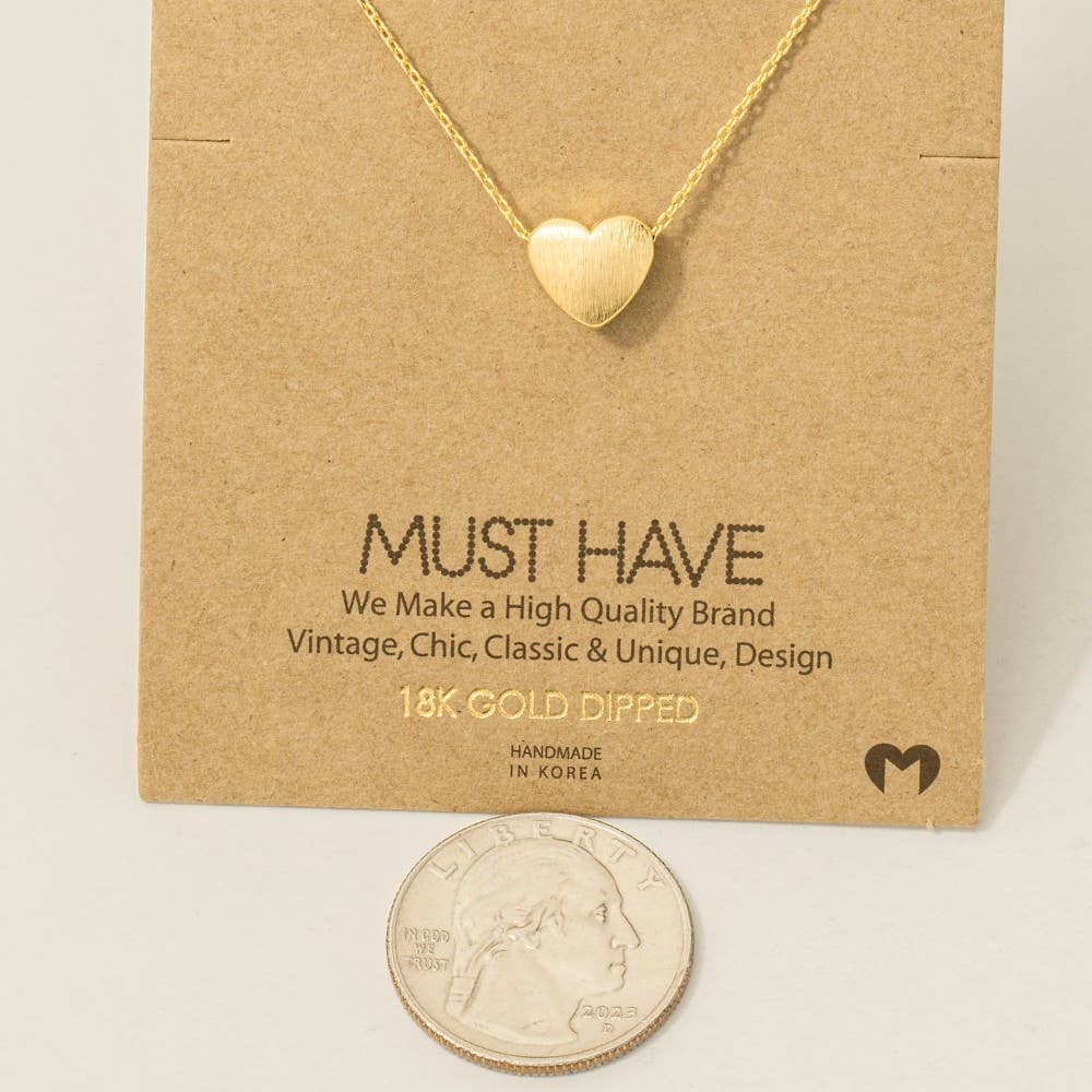 Brushed Heart Pendant Necklace