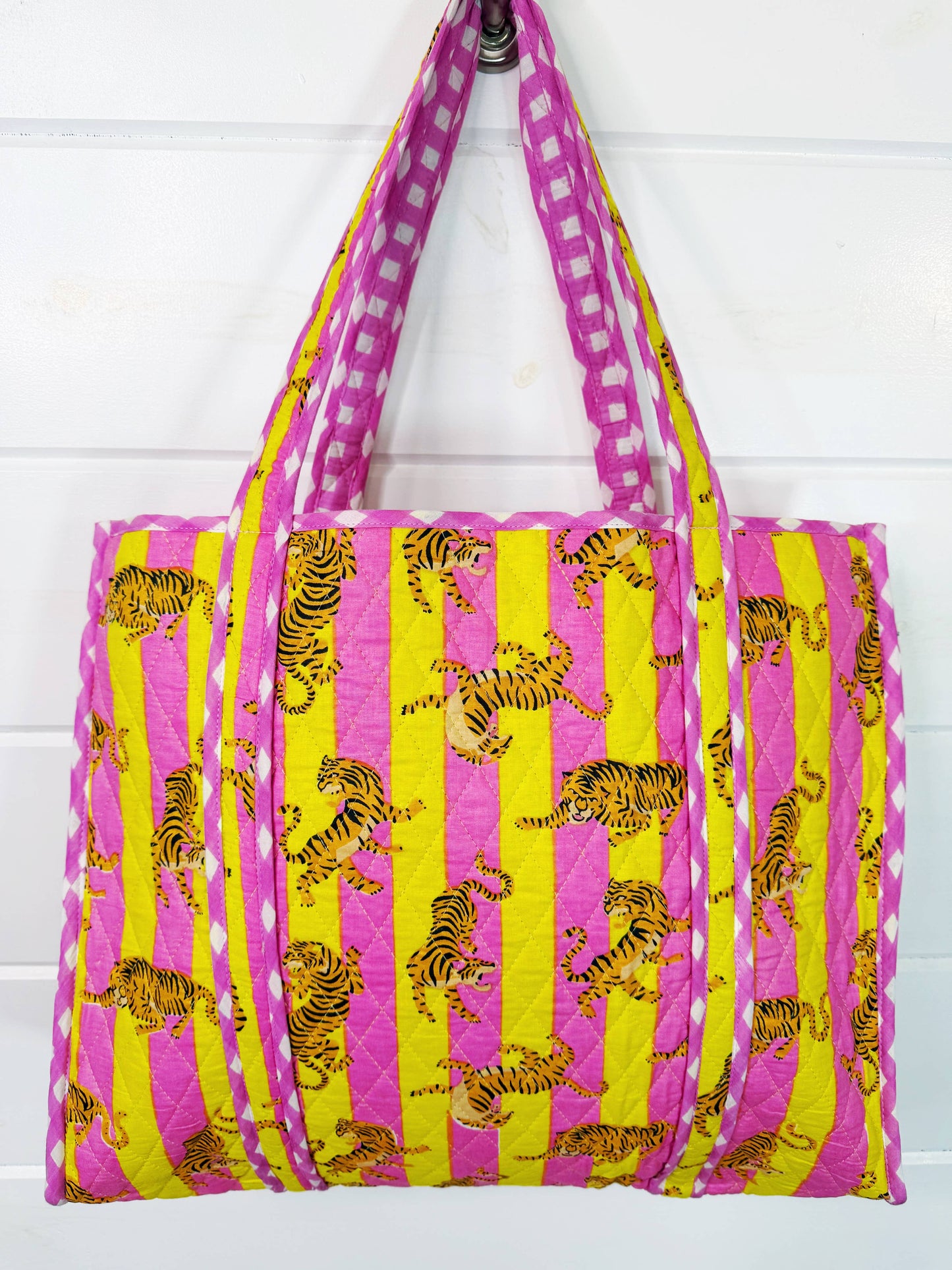 Large Quilted Travel Tote Lemonade Tiger Print