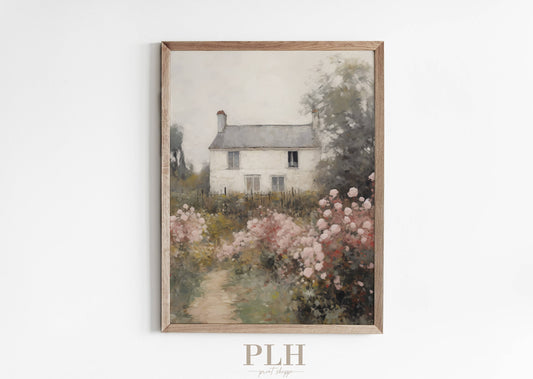 Vintage Landscape Spring House Art Print