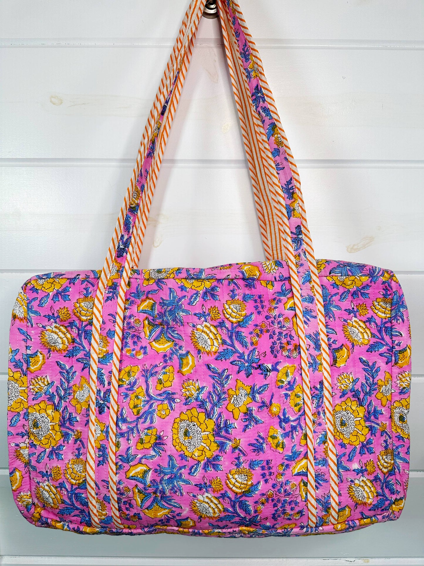 Quilted Duffle Bags | Block Print | Weekender Bag | Floral