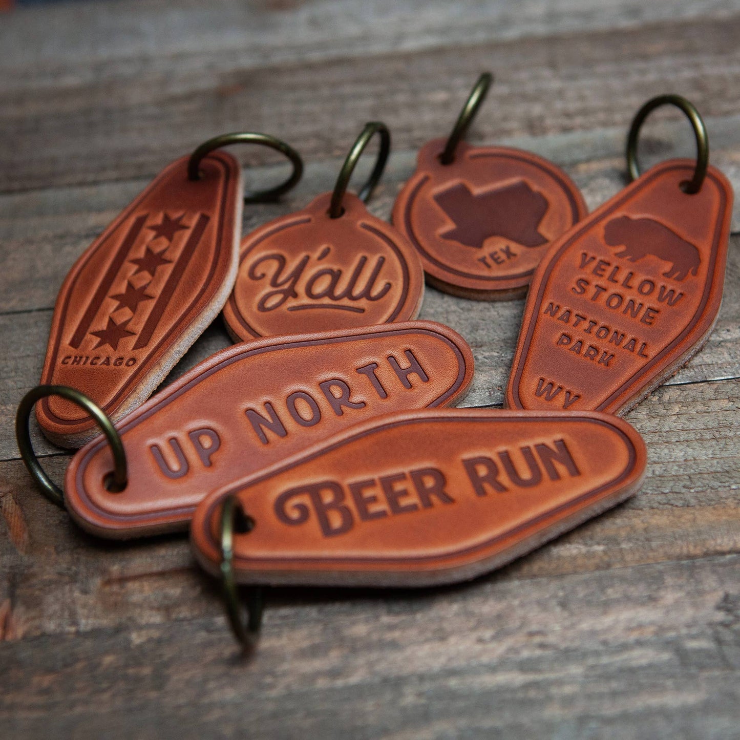 North Carolina Leather Keychain Motel Style