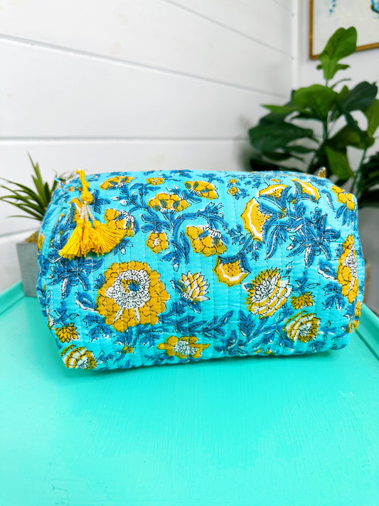 Quilted Makeup Bags | Cosmetic Toiletry Bag | Floral Print