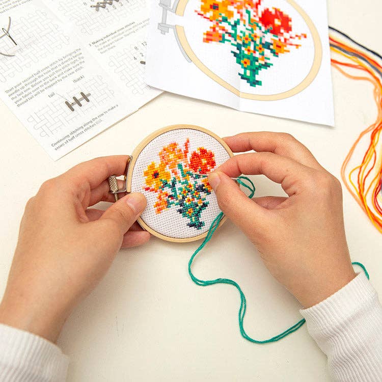 Mini Cross Stitch Embroidery Flowers