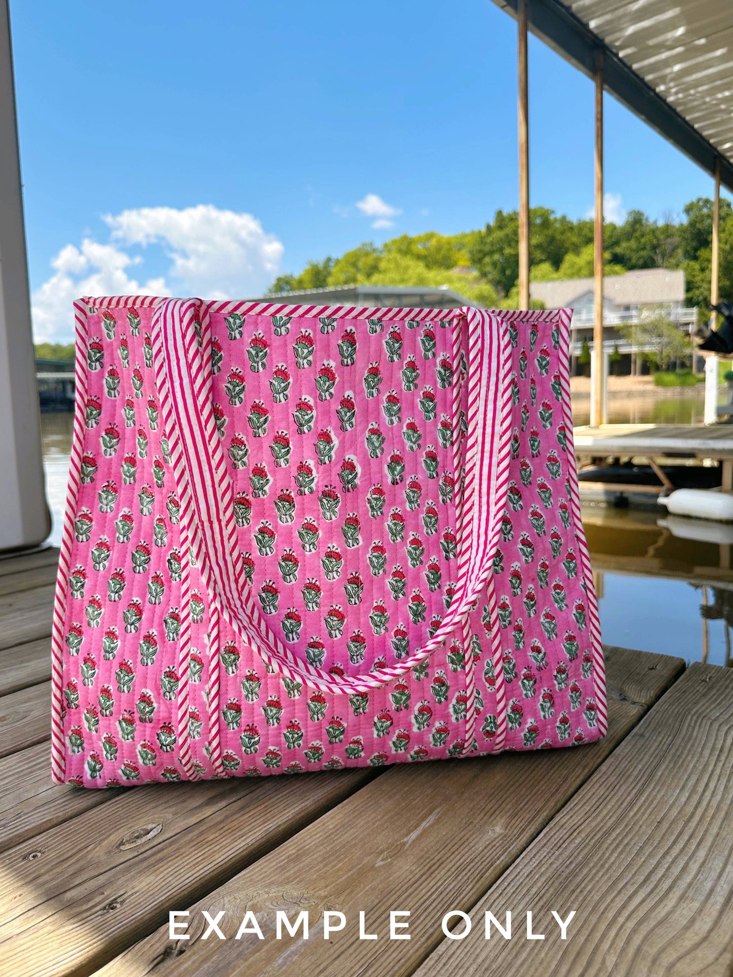 Handmade Quilted Tiger Print Tote | Large Cotton Tote Bag