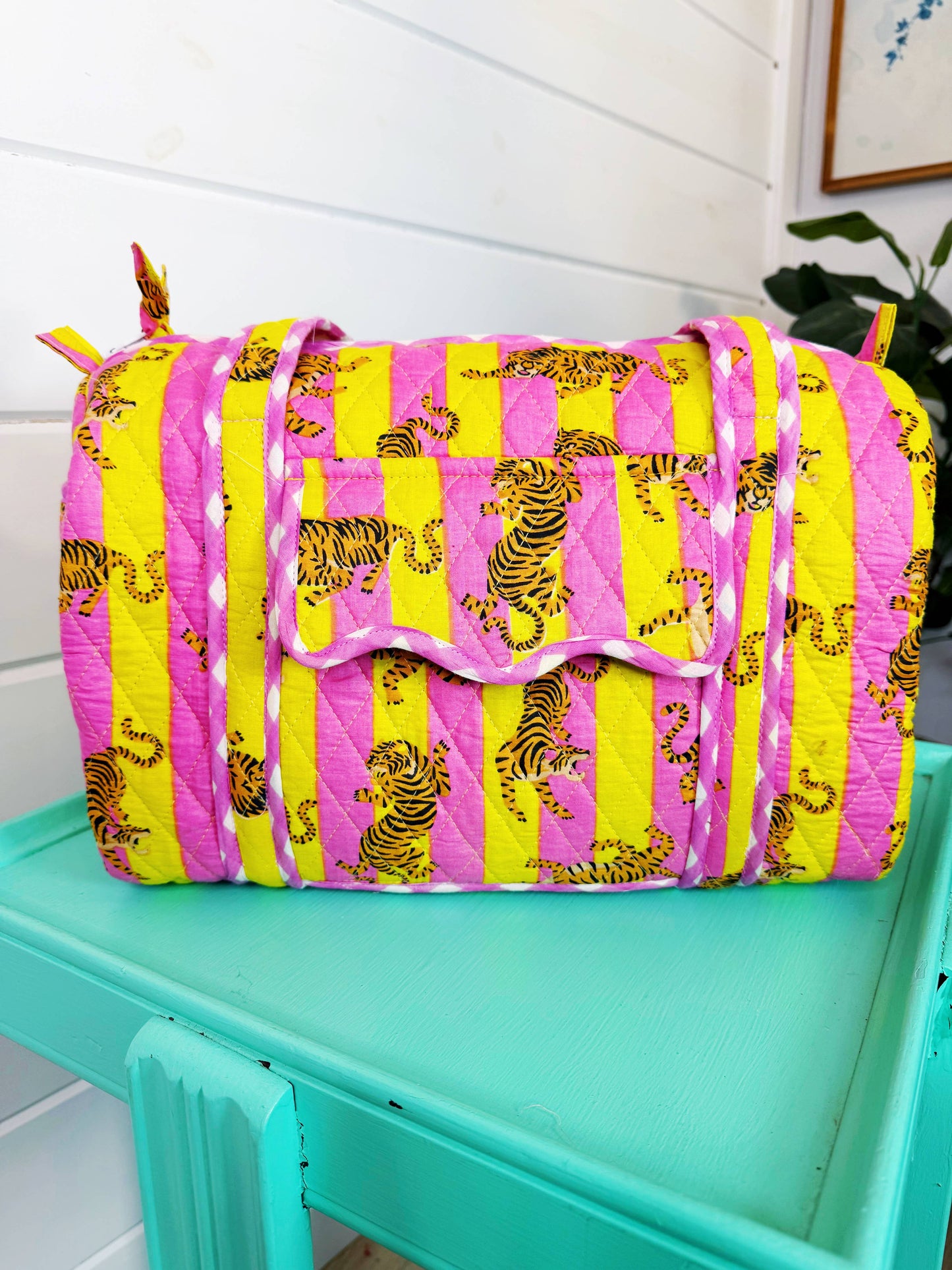 Quilted Mini Duffle Lemonade Tiger Print