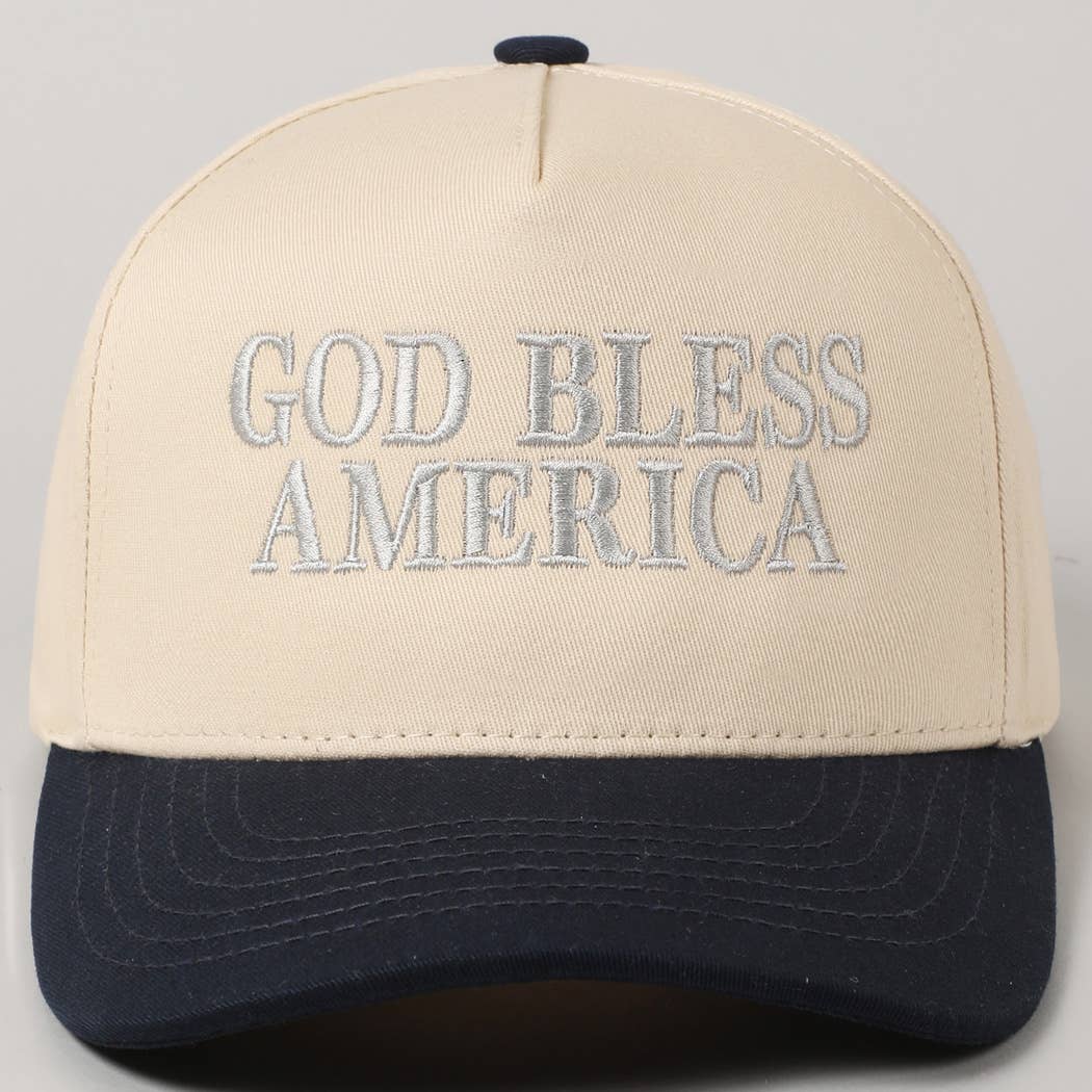 God Bless America Embroidered Two-Tone Canvas Cap