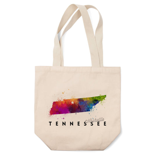 ORGANIC TOTE BAG Nashville, Tennessee, Abstract Watercolor