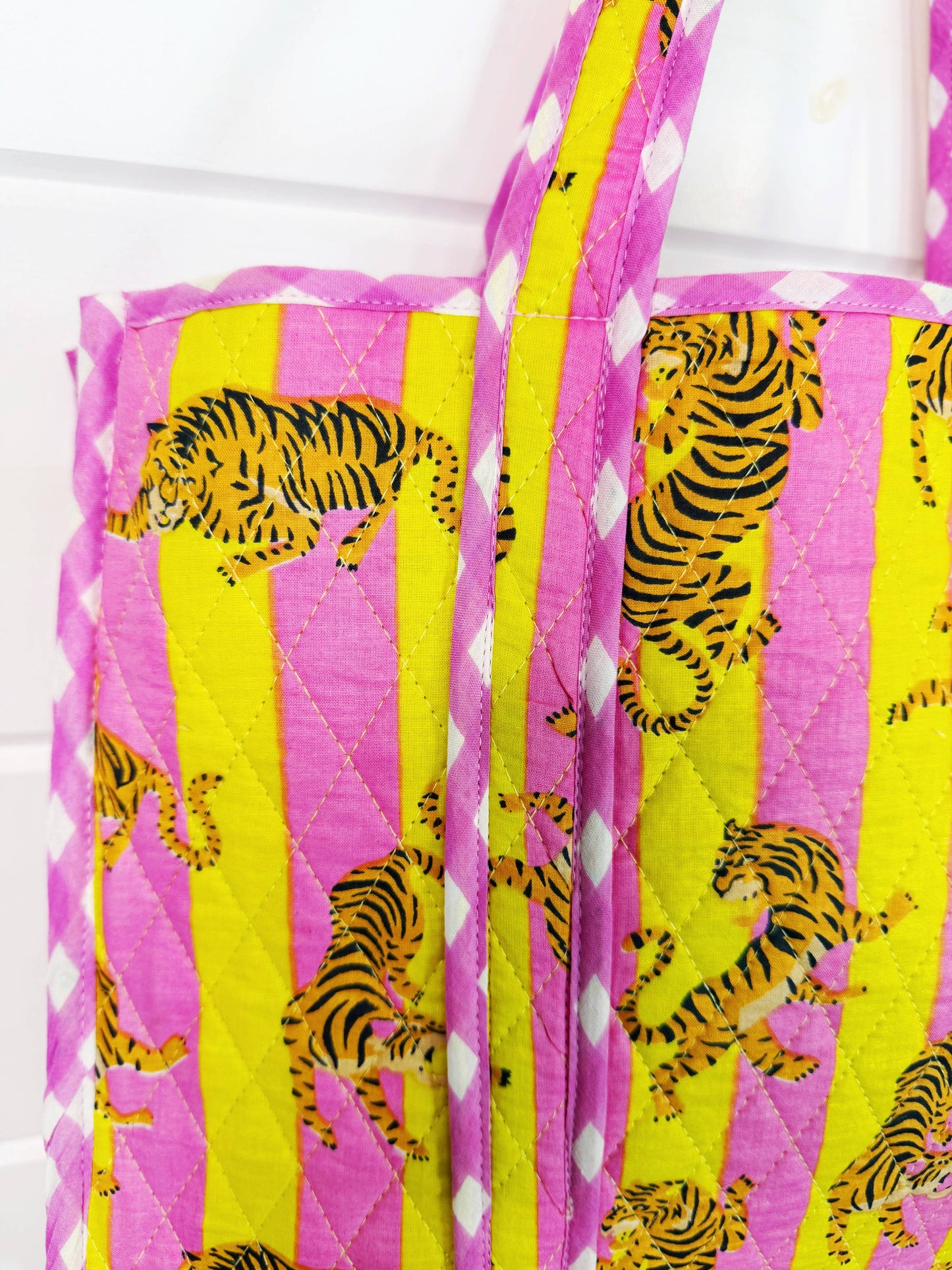 Large Quilted Travel Tote Lemonade Tiger Print