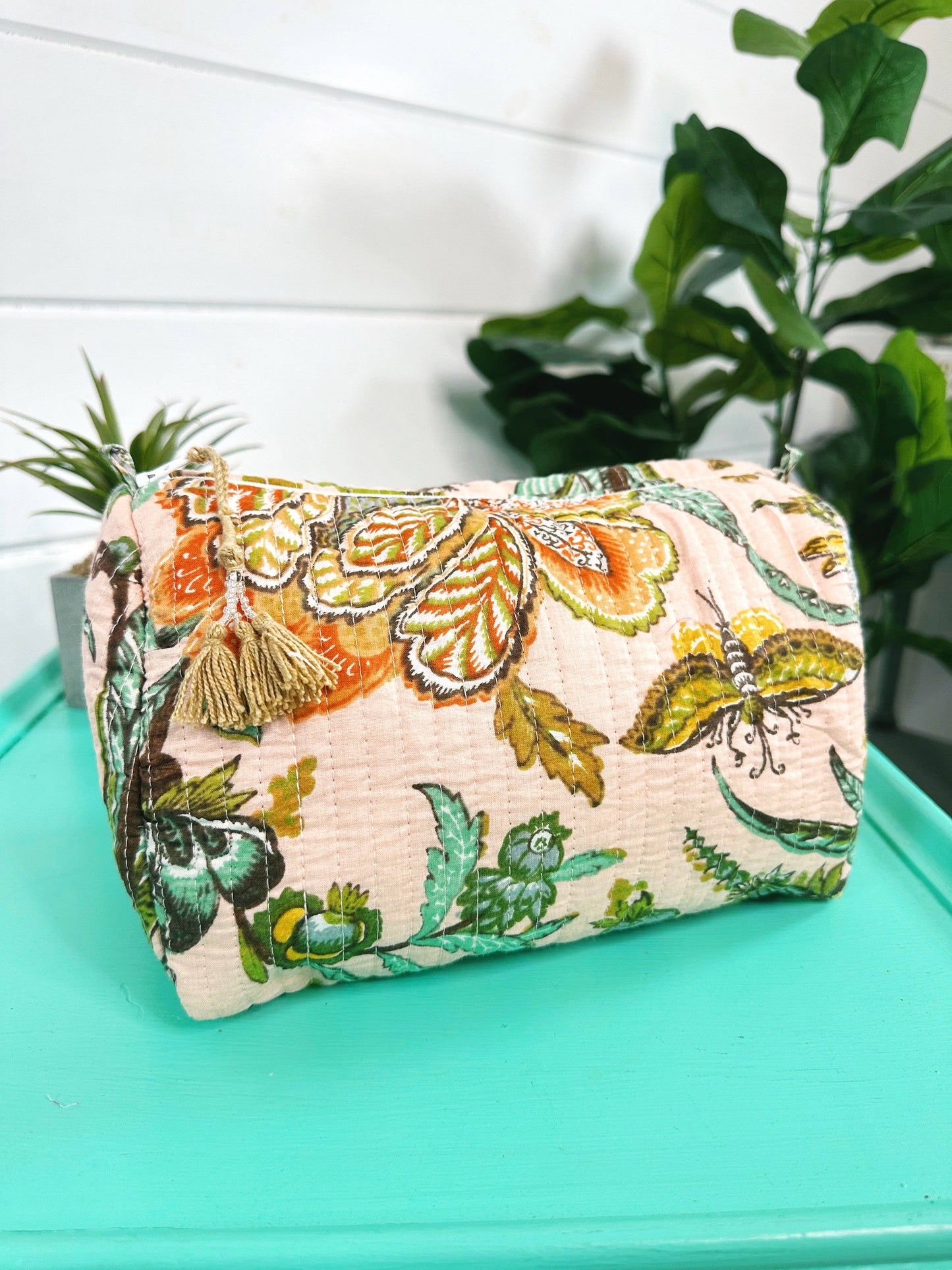 Quilted Cosmetic Bag Botanical