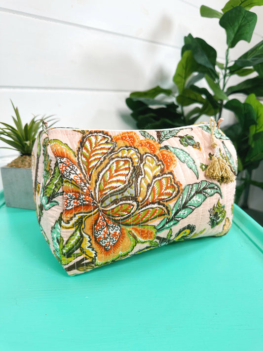 Quilted Cosmetic Bag Botanical