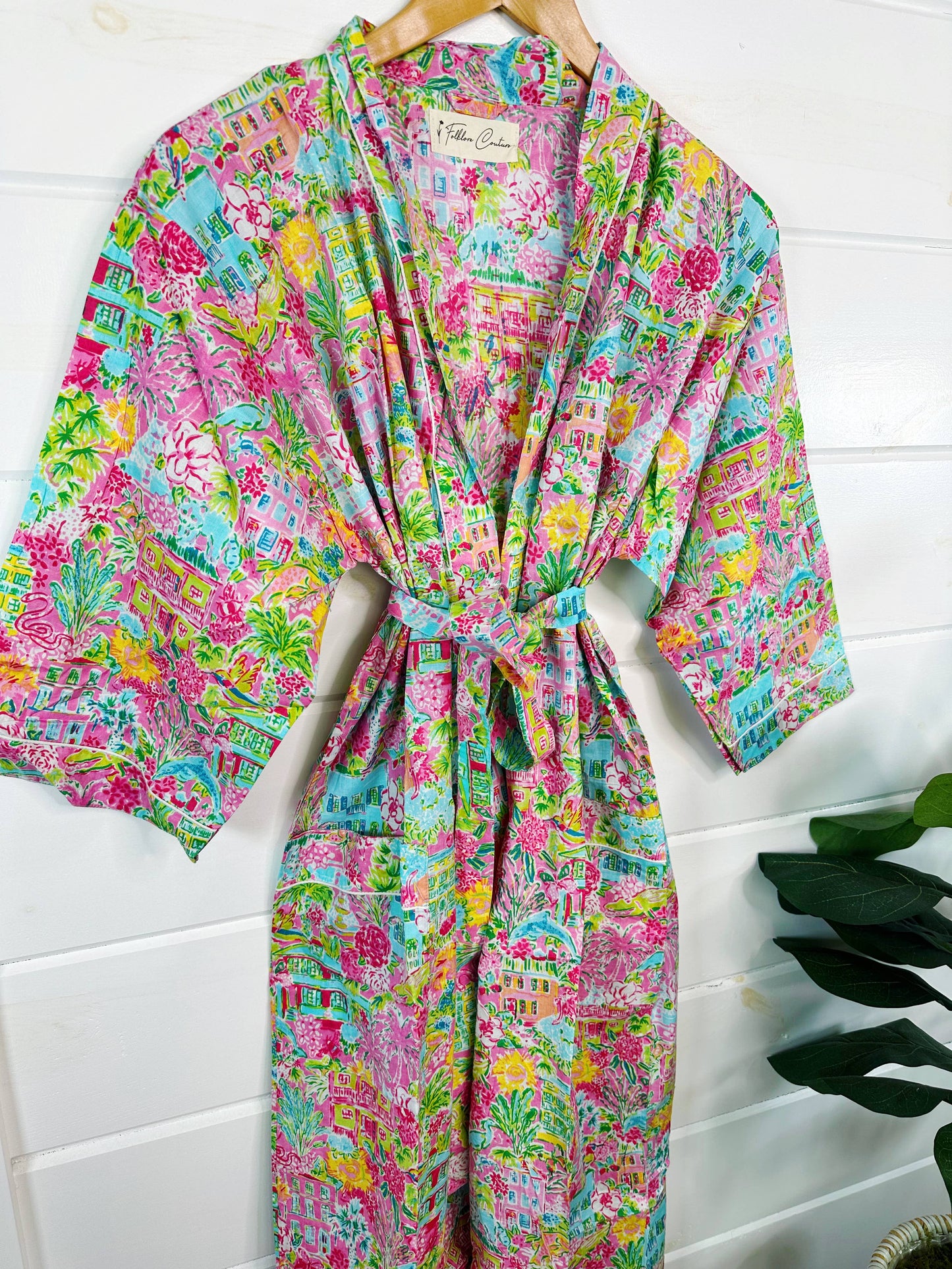 Women's Cotton Robe | Tropical Town Kimono Cover-Up Duster